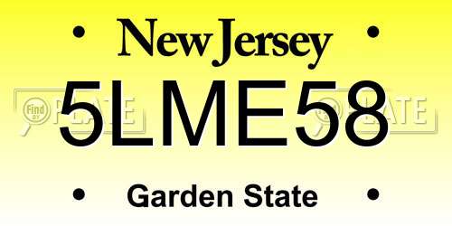 5LME58 New Jersey License Plate