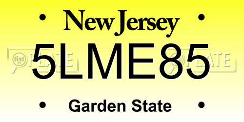 5LME85 New Jersey License Plate