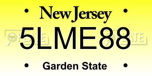 5LME88 New Jersey License Plate