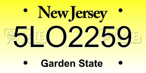 5LO2259 New Jersey License Plate
