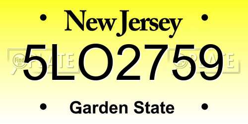 5LO2759 New Jersey License Plate
