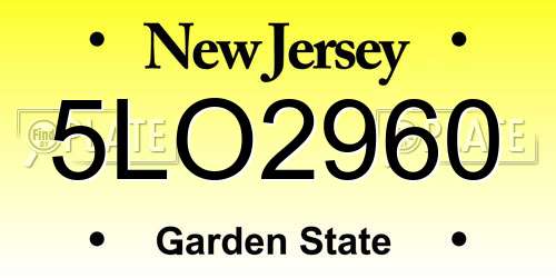 5LO2960 New Jersey License Plate