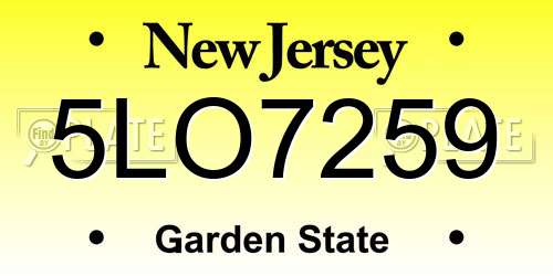 5LO7259 New Jersey License Plate