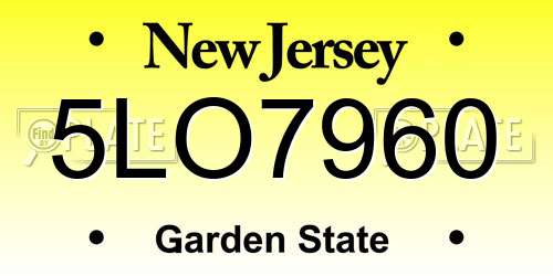 5LO7960 New Jersey License Plate