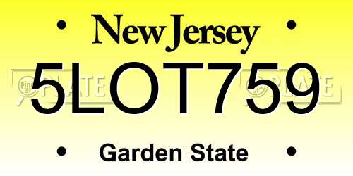 5LOT759 New Jersey License Plate