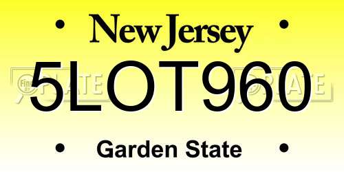 5LOT960 New Jersey License Plate