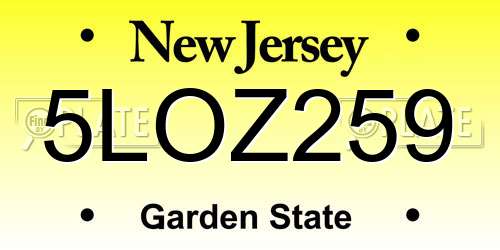 5LOZ259 New Jersey License Plate