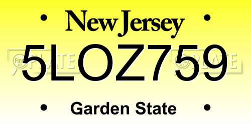5LOZ759 New Jersey License Plate