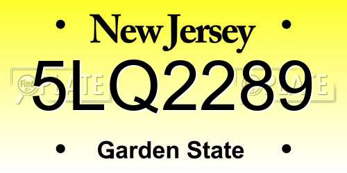 5LQ2289 New Jersey License Plate