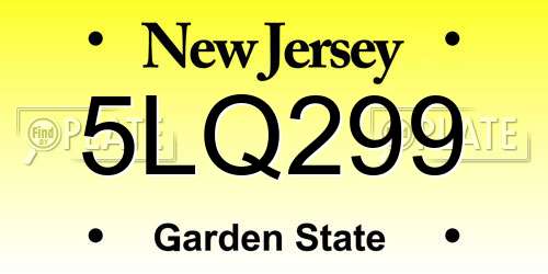 5LQ299 New Jersey License Plate