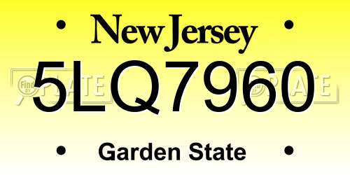5LQ7960 New Jersey License Plate