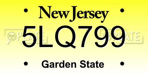 5LQ799 New Jersey License Plate