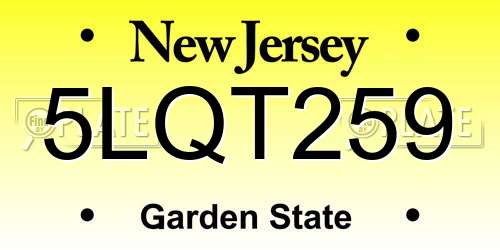 5LQT259 New Jersey License Plate