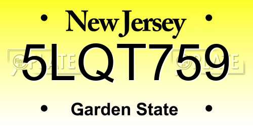 5LQT759 New Jersey License Plate