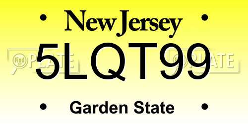 5LQT99 New Jersey License Plate