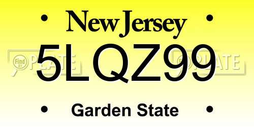 5LQZ99 New Jersey License Plate