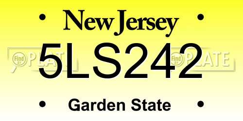 5LS242 New Jersey License Plate