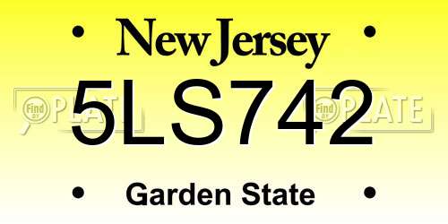 5LS742 New Jersey License Plate