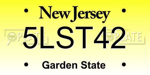 5LST42 New Jersey License Plate