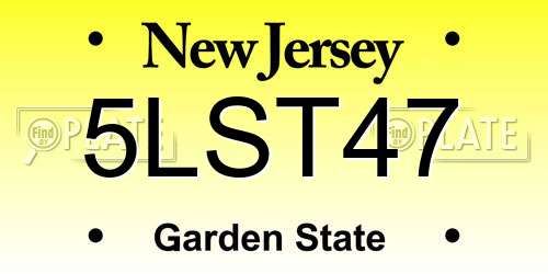 5LST47 New Jersey License Plate