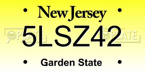 5LSZ42 New Jersey License Plate