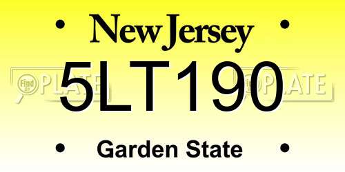 5LT190 New Jersey License Plate