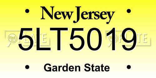 5LT5019 New Jersey License Plate