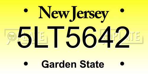 5LT5642 New Jersey License Plate