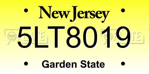 5LT8019 New Jersey License Plate