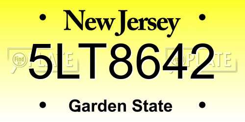5LT8642 New Jersey License Plate