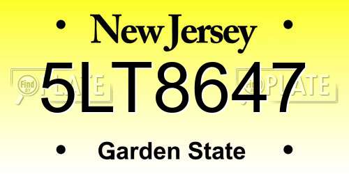5LT8647 New Jersey License Plate