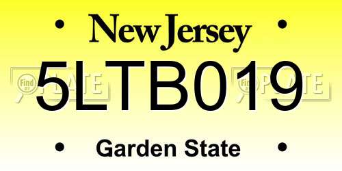 5LTB019 New Jersey License Plate