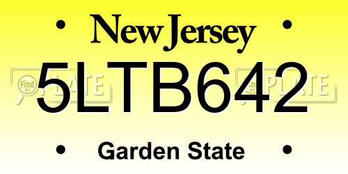 5LTB642 New Jersey License Plate