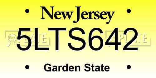5LTS642 New Jersey License Plate