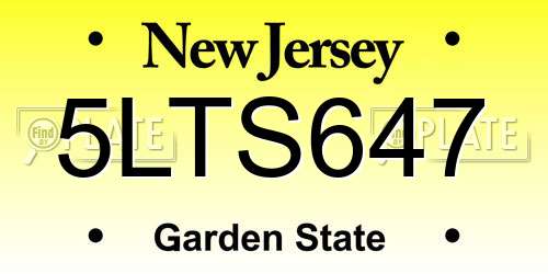 5LTS647 New Jersey License Plate