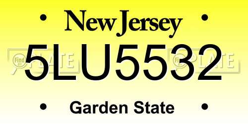 5LU5532 New Jersey License Plate
