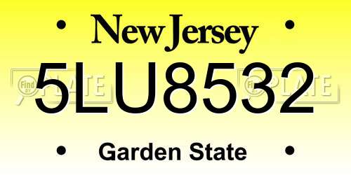 5LU8532 New Jersey License Plate