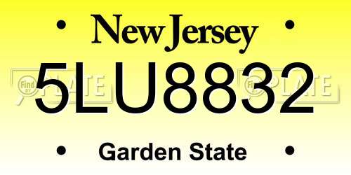 5LU8832 New Jersey License Plate