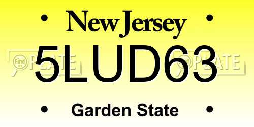5LUD63 New Jersey License Plate