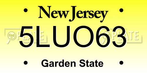 5LUO63 New Jersey License Plate