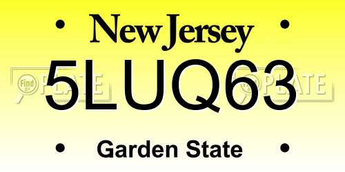 5LUQ63 New Jersey License Plate