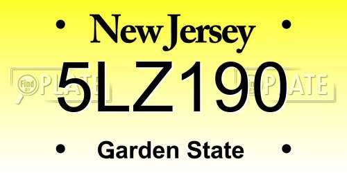 5LZ190 New Jersey License Plate