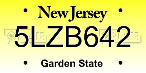 5LZB642 New Jersey License Plate