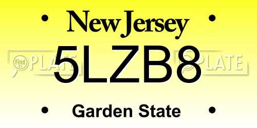 5LZB8 New Jersey License Plate