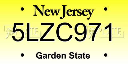 5LZC971 New Jersey License Plate