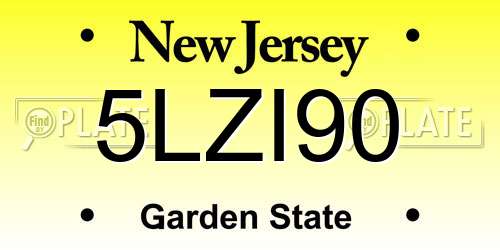 5LZI90 New Jersey License Plate
