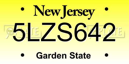 5LZS642 New Jersey License Plate
