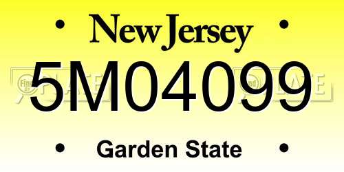 5M04099 New Jersey License Plate
