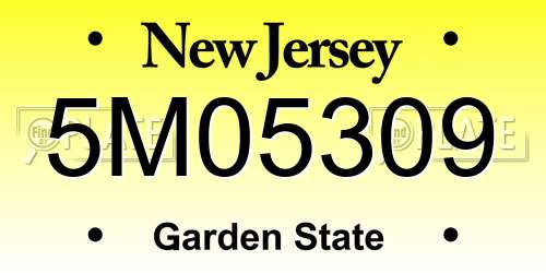 5M05309 New Jersey License Plate