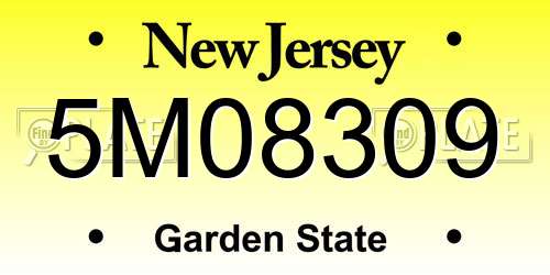 5M08309 New Jersey License Plate